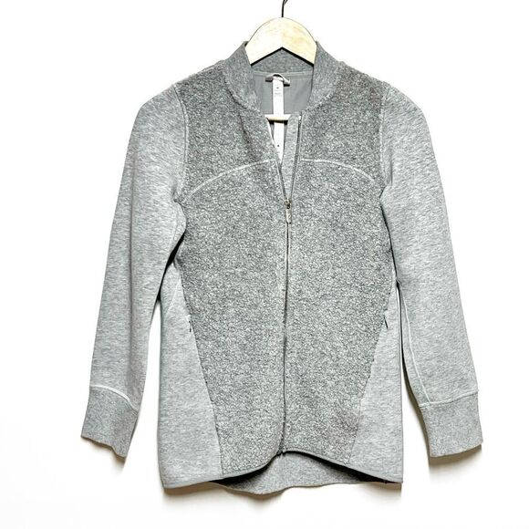 Lululemon Grey Standout Wool Sherpa Jacket Womens Sz 2 - Picture 1 of 5